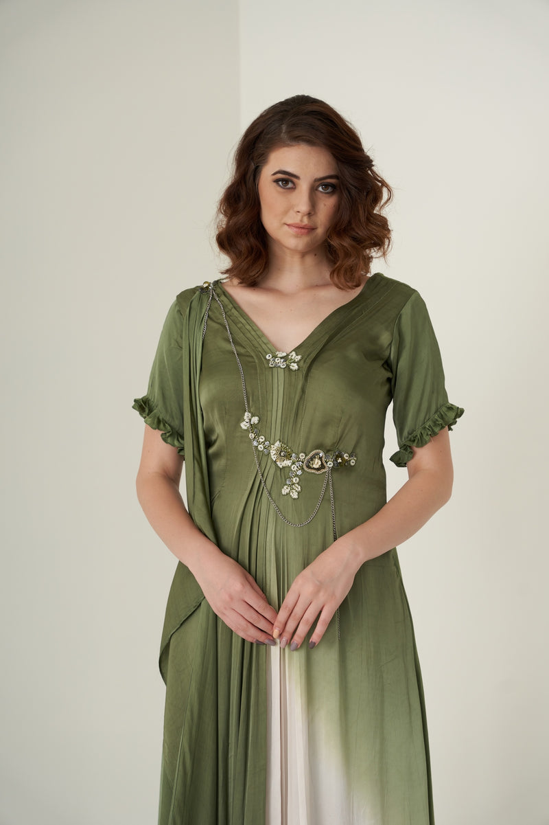 OLIVE SHADED GOWN