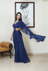 Deep Royal Blue Sharara Sari