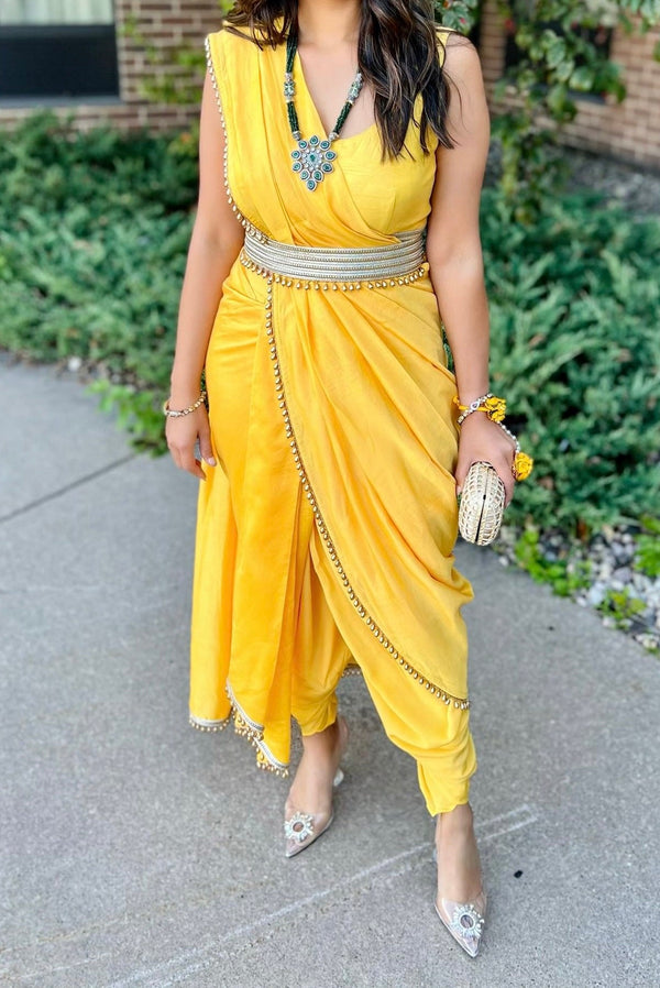 Yellow Dhoti Sari